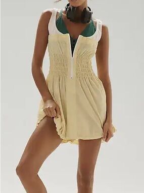 Nwot daily practice Yellow Sundress with White Tank Top Detail